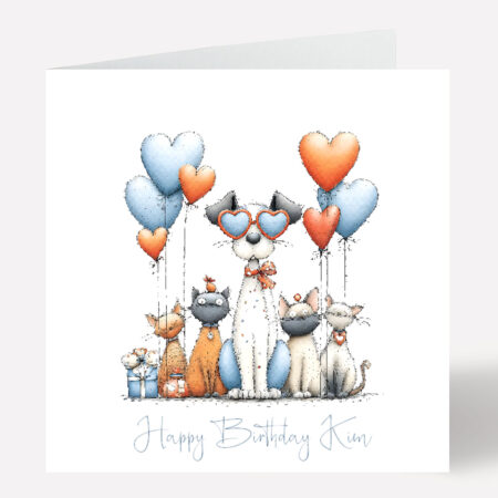 Dog Cats Happy Birthday Card 980