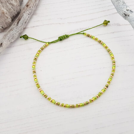 Anklet Beaded Gold Lime 114