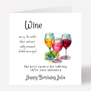 Funny Wine Happy Birthday Card 993