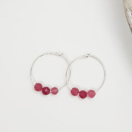 Ruby Gemstone Hoop Earrings, July Birthstone 445